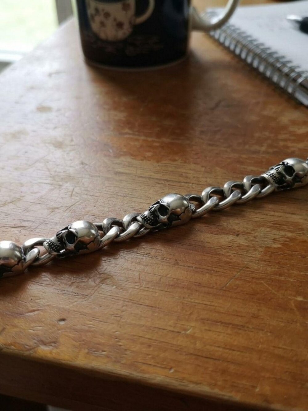 Mens skeleton gothic cuban chain bracelet